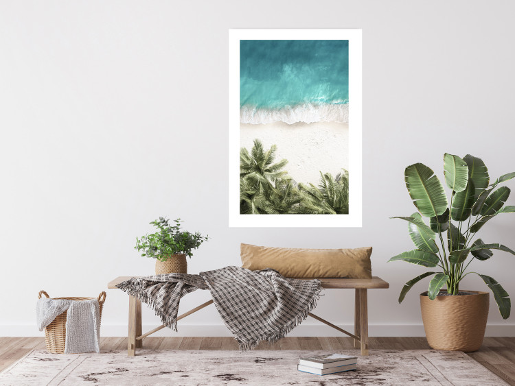 Poster Turquoise Expansion - tropical beach and plant landscape against sea 135301 additionalImage 15
