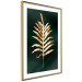 Wall Poster Leaf of Happiness - golden plant composition on a dark green background 135601 additionalThumb 5