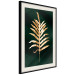 Wall Poster Leaf of Happiness - golden plant composition on a dark green background 135601 additionalThumb 4