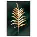Wall Poster Leaf of Happiness - golden plant composition on a dark green background 135601 additionalThumb 13