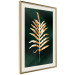 Wall Poster Leaf of Happiness - golden plant composition on a dark green background 135601 additionalThumb 3