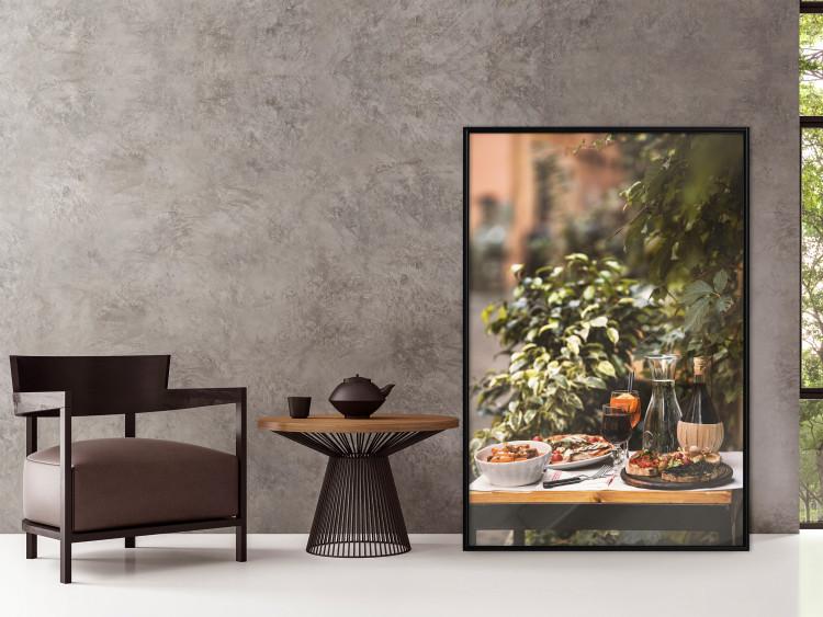 Poster Siesta - composition with wine and Italian food against green plants 135901 additionalImage 15