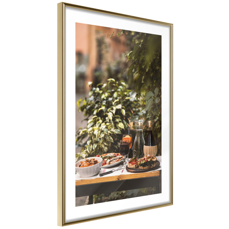 Poster Siesta - composition with wine and Italian food against green plants 135901 additionalImage 4