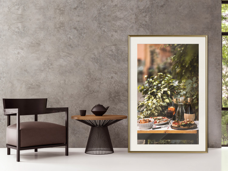 Poster Siesta - composition with wine and Italian food against green plants 135901 additionalImage 26