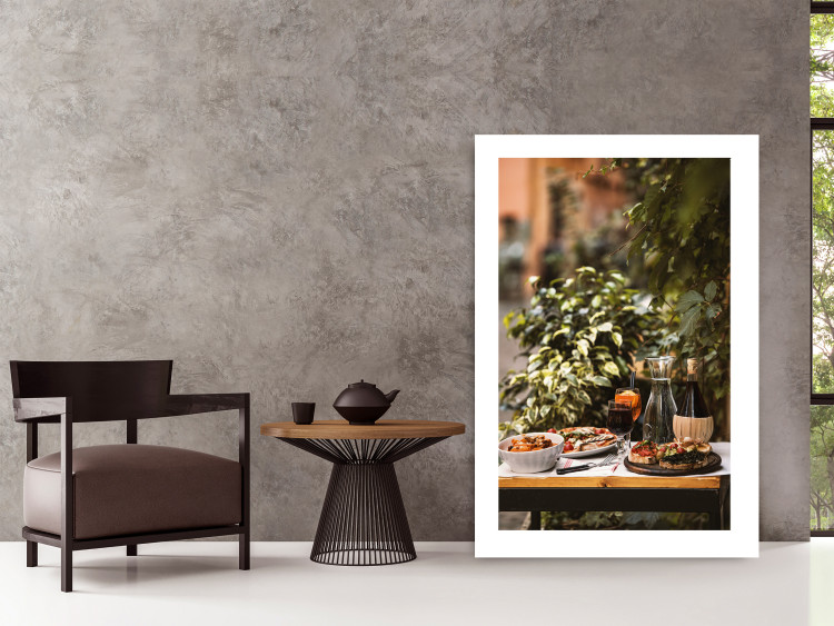 Poster Siesta - composition with wine and Italian food against green plants 135901 additionalImage 23