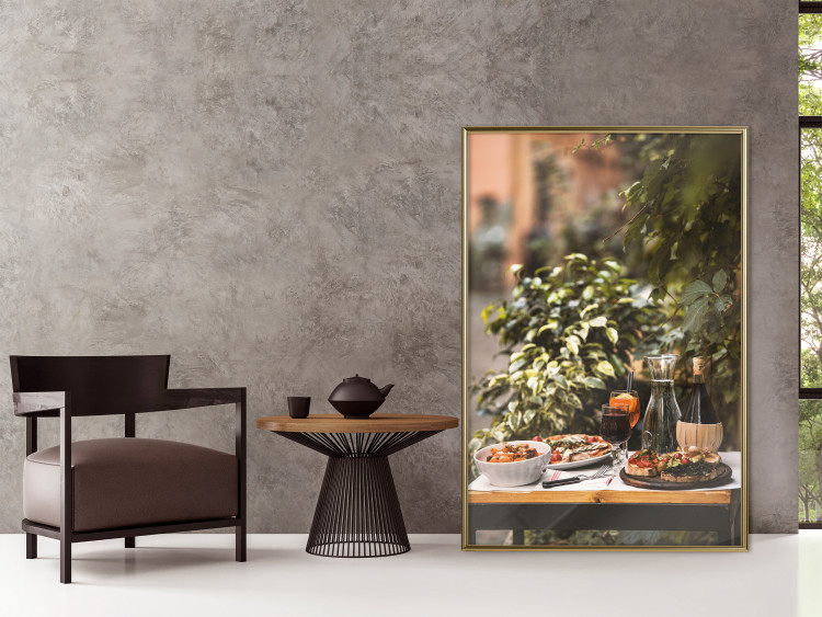 Poster Siesta - composition with wine and Italian food against green plants 135901 additionalImage 21