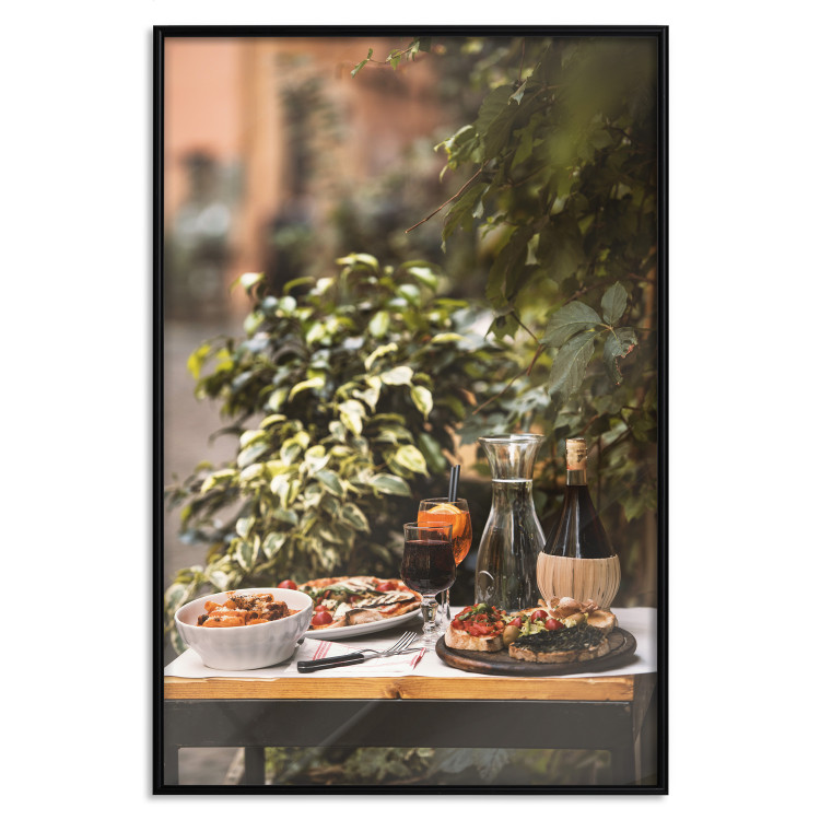 Poster Siesta - composition with wine and Italian food against green plants 135901 additionalImage 12