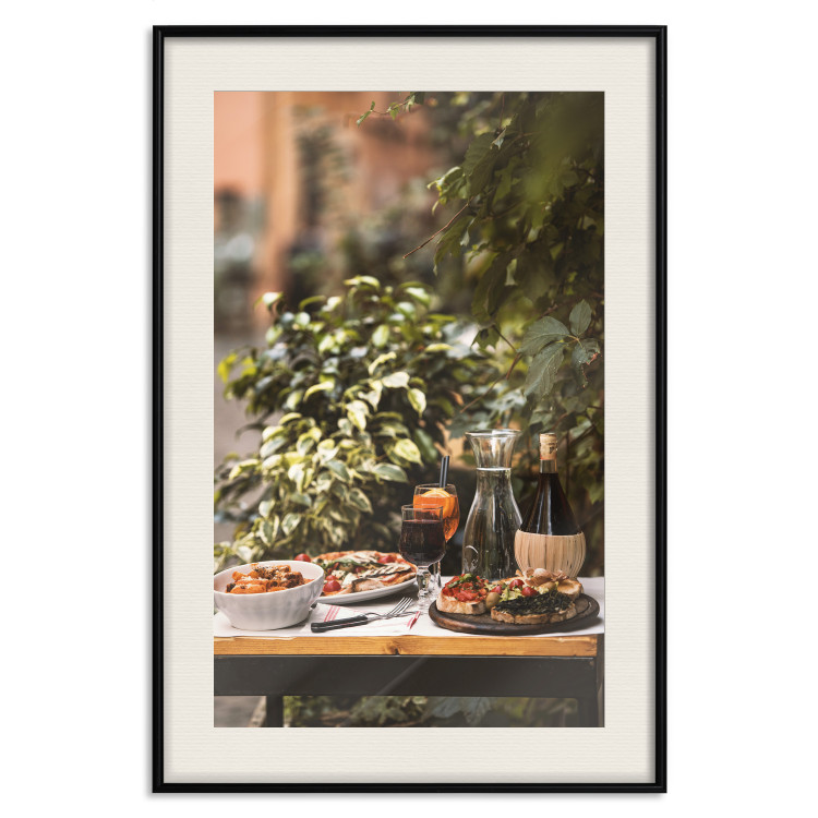 Poster Siesta - composition with wine and Italian food against green plants 135901 additionalImage 17