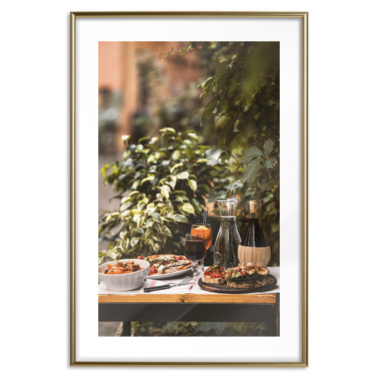 Poster Siesta - composition with wine and Italian food against green plants 135901 additionalImage 13