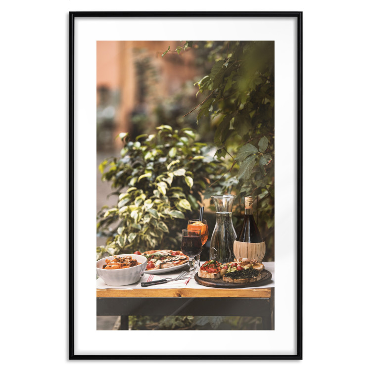 Poster Siesta - composition with wine and Italian food against green plants 135901 additionalImage 19