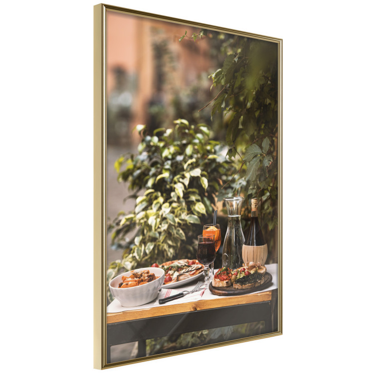 Poster Siesta - composition with wine and Italian food against green plants 135901 additionalImage 2