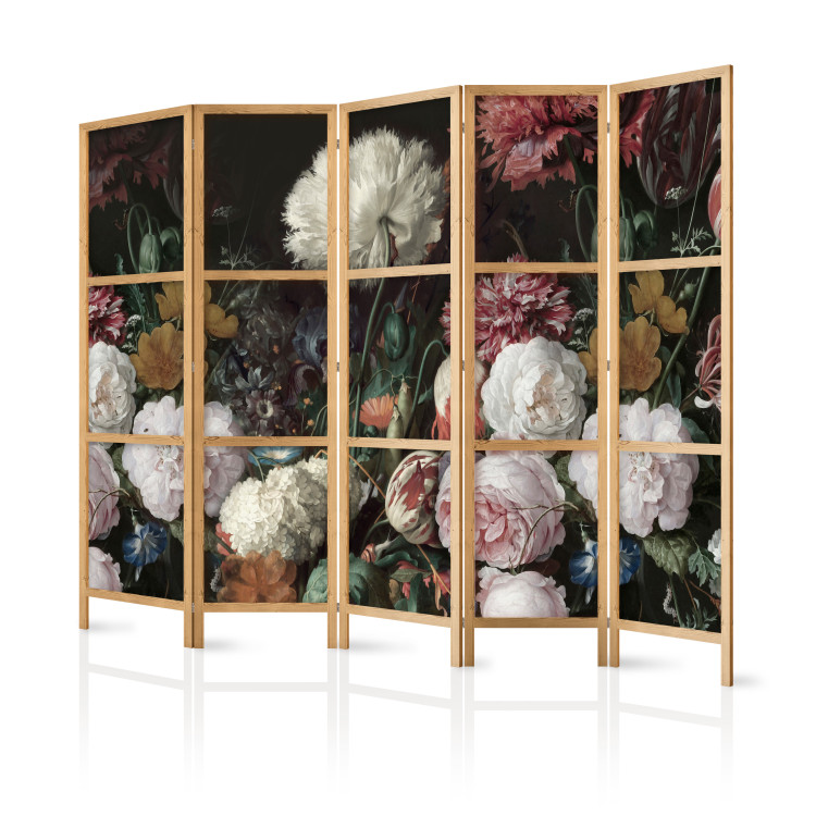 Room Divider Eternal Flowers II (5-piece) - colorful plants on a black background 136101 additionalImage 5