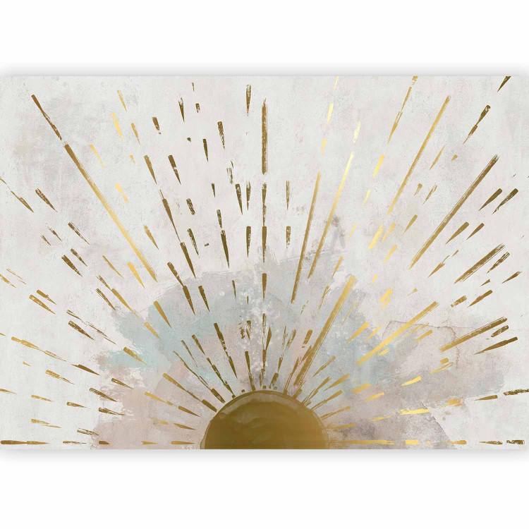 Wall Mural Golden face of the rising Sun - abstraction on a gray background 137501 additionalImage 5