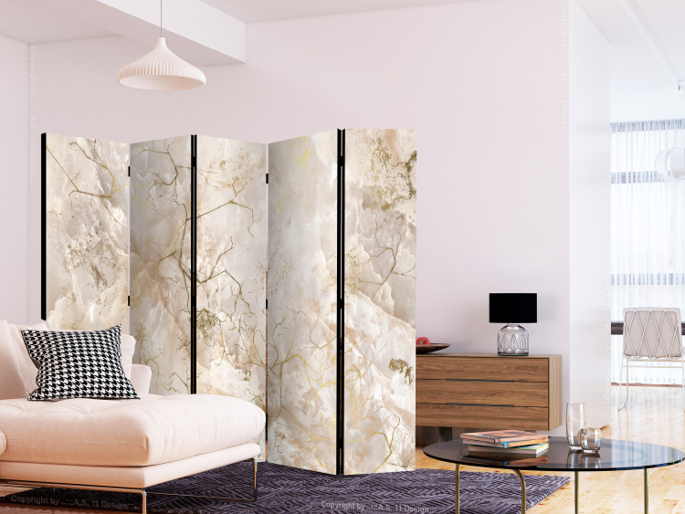 Room Separator Golden Dream II (3-piece) - Abstraction with marble texture 138101 additionalImage 4