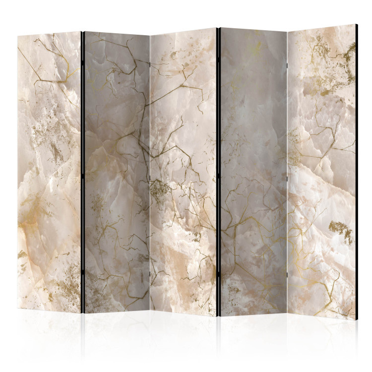 Room Separator Golden Dream II (3-piece) - Abstraction with marble texture 138101