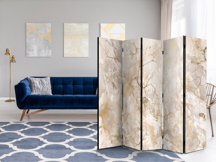 Room Separator Golden Dream II (3-piece) - Abstraction with marble texture 138101 additionalImage 2