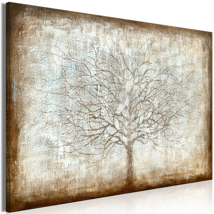 Canvas Print Misty Tree (1-piece) Wide - industrial composition in beige 138301 additionalImage 2