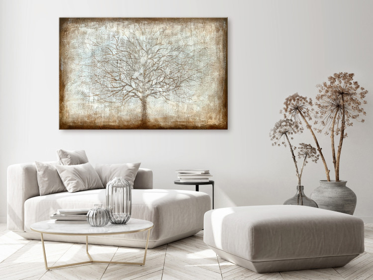 Canvas Print Misty Tree (1-piece) Wide - industrial composition in beige 138301 additionalImage 3