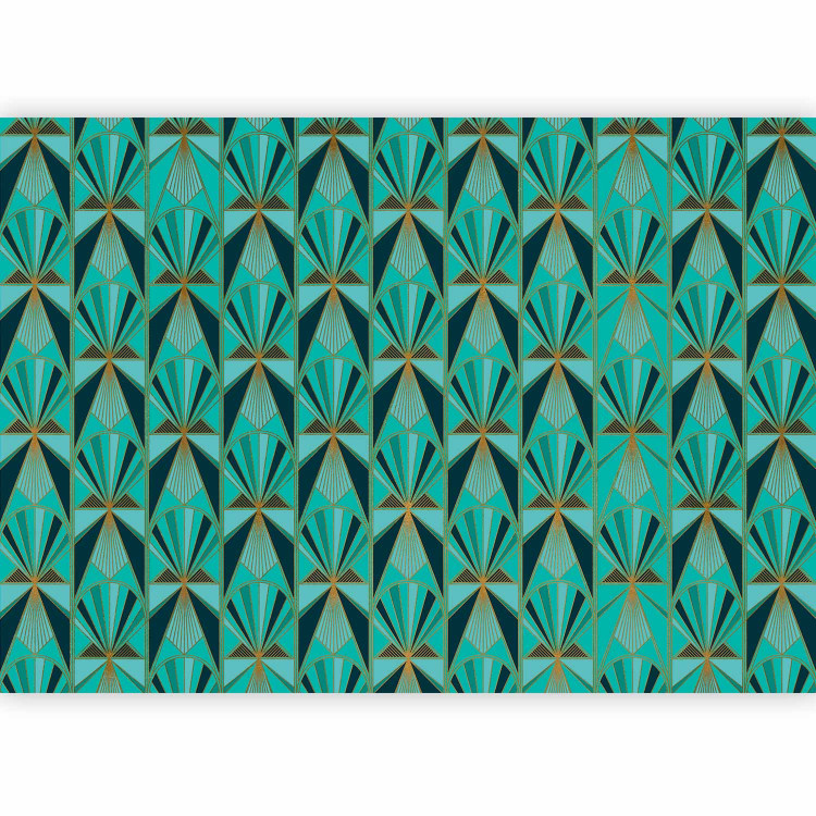 Photo Wallpaper Green abstraction - colourful patterns in gold frame in art deco style 143201 additionalImage 5