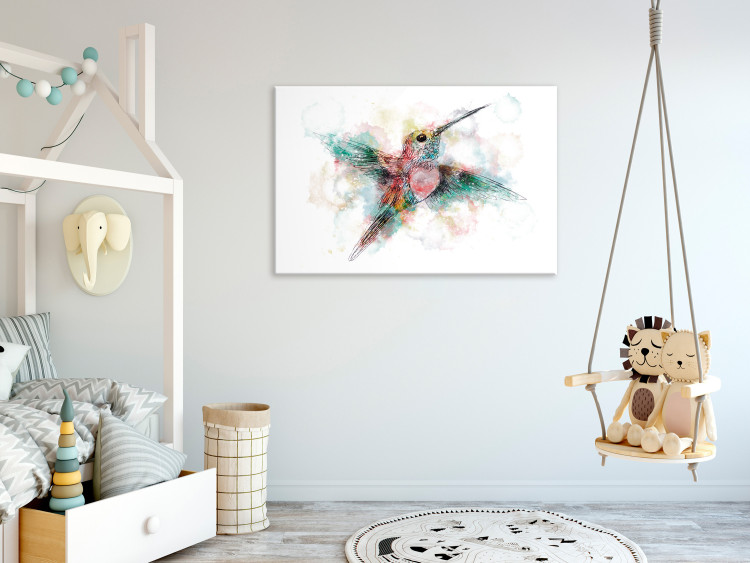 Canvas Colorful Hummingbird (1-piece) Wide - multicolored bird for children 143501 additionalImage 3