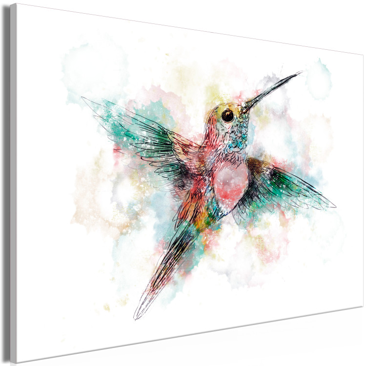 Canvas Colorful Hummingbird (1-piece) Wide - multicolored bird for children 143501 additionalImage 2