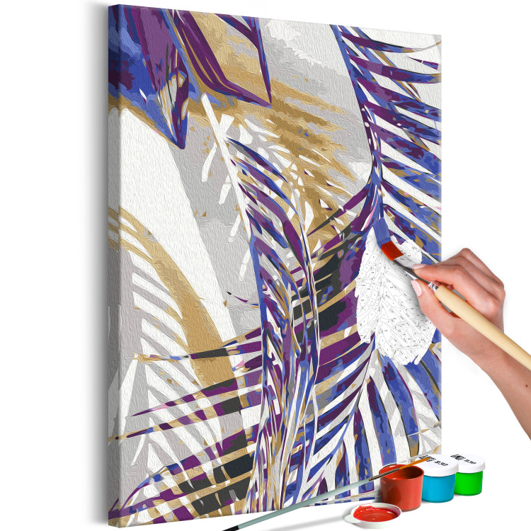 Paint by Number Kit Windy Morning - Delicate Purple Palm Branches on a Gray Background 146201 additionalImage 6