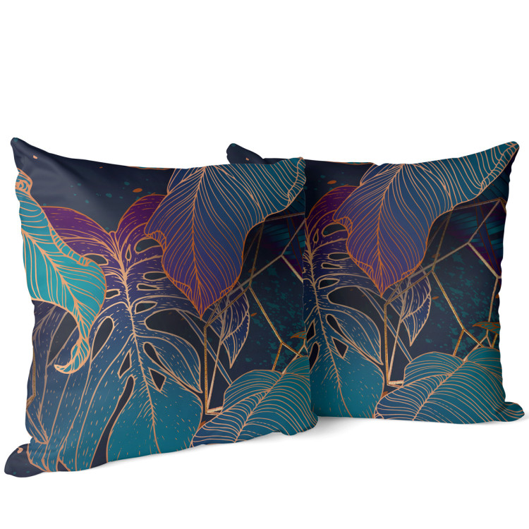 Decorative Microfiber Pillow Botanical aurora - an exotic, golden composition of leaves and montera cushions 146801 additionalImage 7