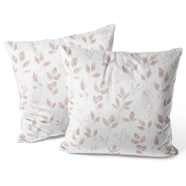 Decorative Velor Pillow Subtle foliage - a minimalist floral pattern on white background 147101 additionalImage 3