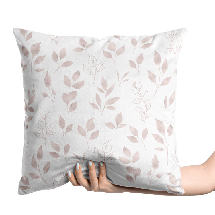 Decorative Velor Pillow Subtle foliage - a minimalist floral pattern on white background 147101 additionalImage 4