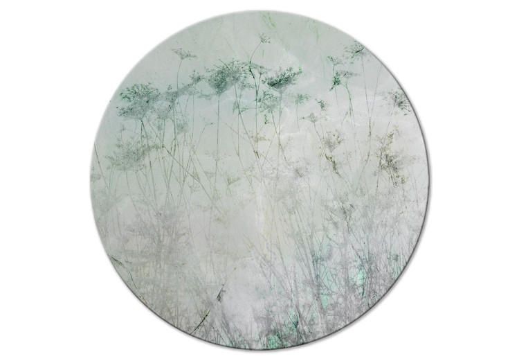 Round Canvas Old Photo - Tall Dry Grass in Muted Greenery 148701