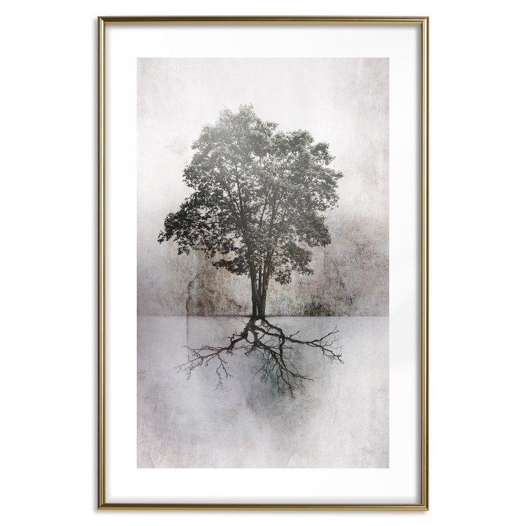 Wall Poster Landscape - Tree With Extensive Roots on a Brown and White Background 148901 additionalImage 25