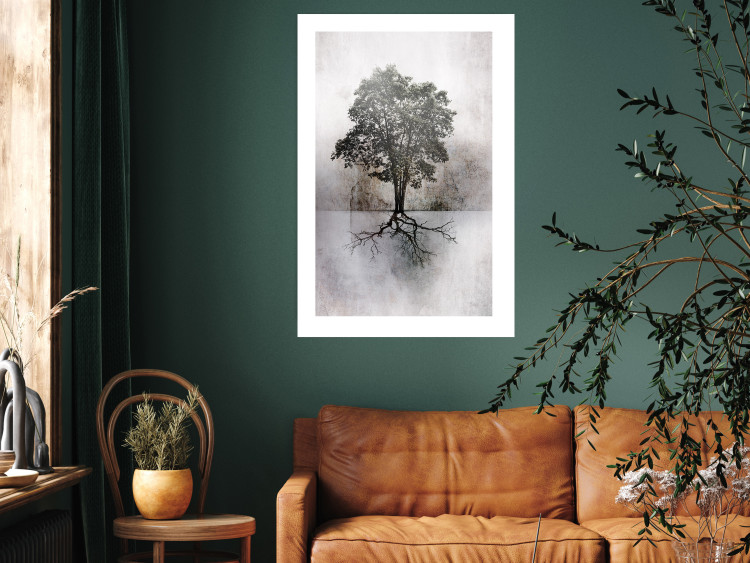 Wall Poster Landscape - Tree With Extensive Roots on a Brown and White Background 148901 additionalImage 11