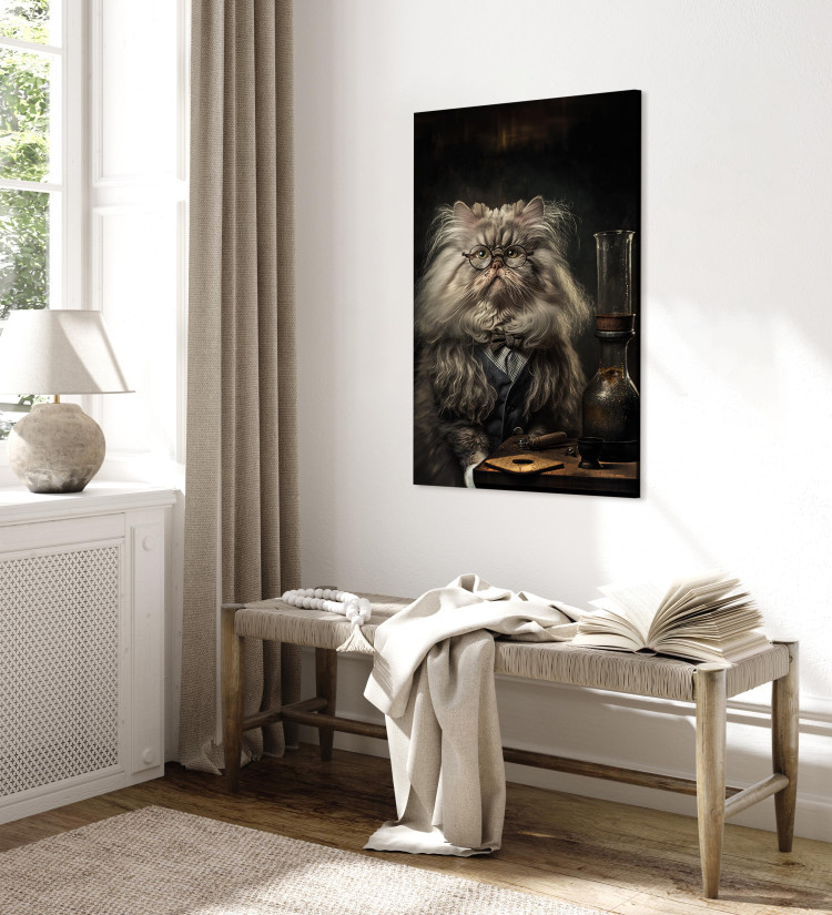 Canvas Art Print AI Persian Cat - Portrait of a Fantasy Animal in the Guise of a Professor - Vertical 150101 additionalImage 10