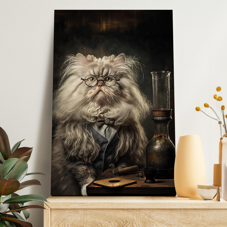 Canvas Art Print AI Persian Cat - Portrait of a Fantasy Animal in the Guise of a Professor - Vertical 150101 additionalImage 11