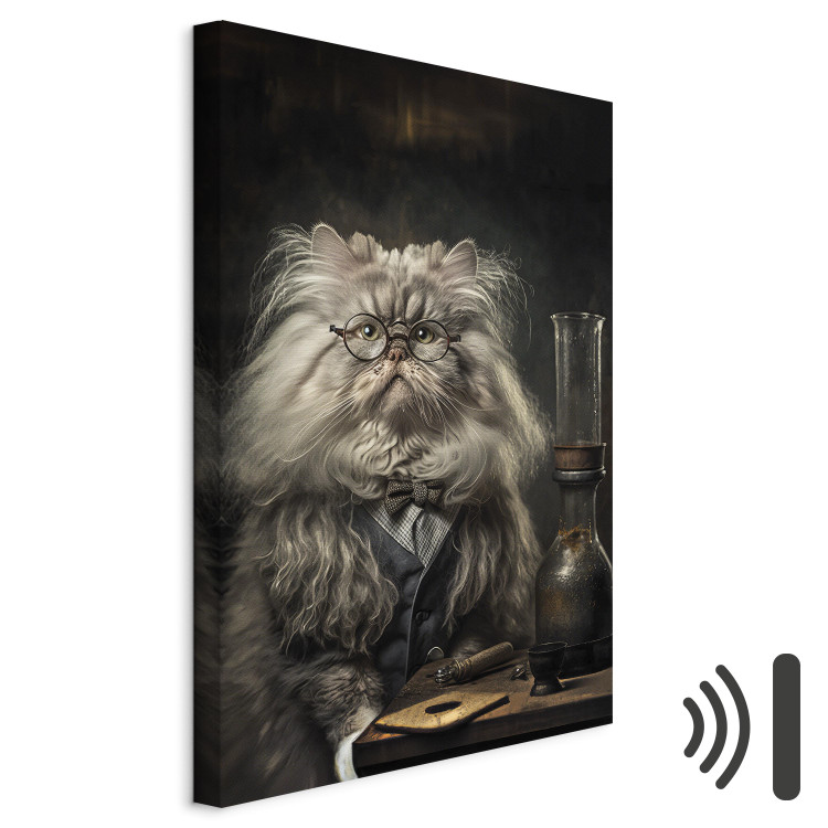 Canvas Art Print AI Persian Cat - Portrait of a Fantasy Animal in the Guise of a Professor - Vertical 150101 additionalImage 8