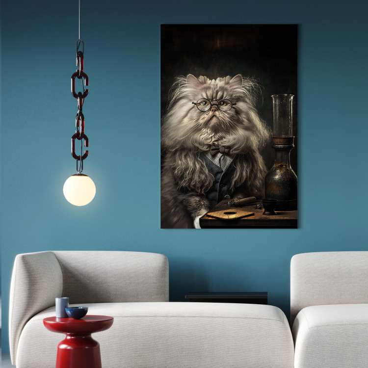 Canvas Art Print AI Persian Cat - Portrait of a Fantasy Animal in the Guise of a Professor - Vertical 150101 additionalImage 3