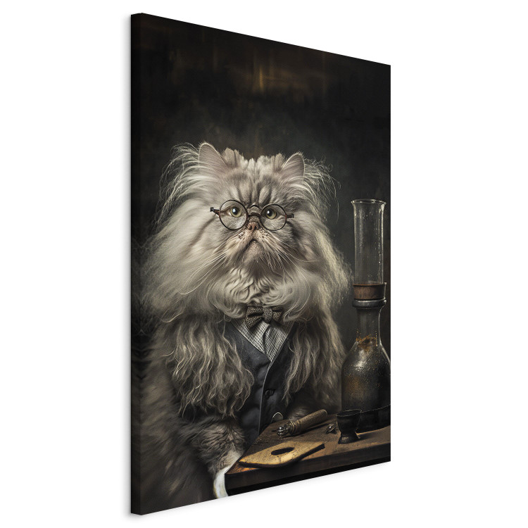 Canvas Art Print AI Persian Cat - Portrait of a Fantasy Animal in the Guise of a Professor - Vertical 150101 additionalImage 2