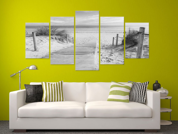 Canvas Art Print Morning on the beach - black and white 150301 additionalImage 3