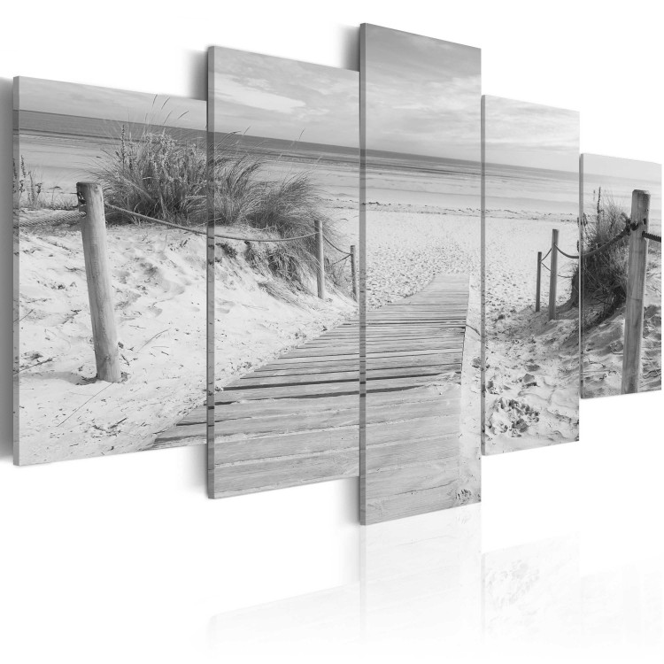 Canvas Art Print Morning on the beach - black and white 150301 additionalImage 2
