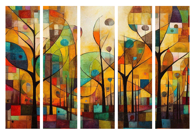 Room Separator Colorful Forest - Geometric Composition Inspired by the Style of Klimt II [Room Dividers] 151901 additionalImage 7