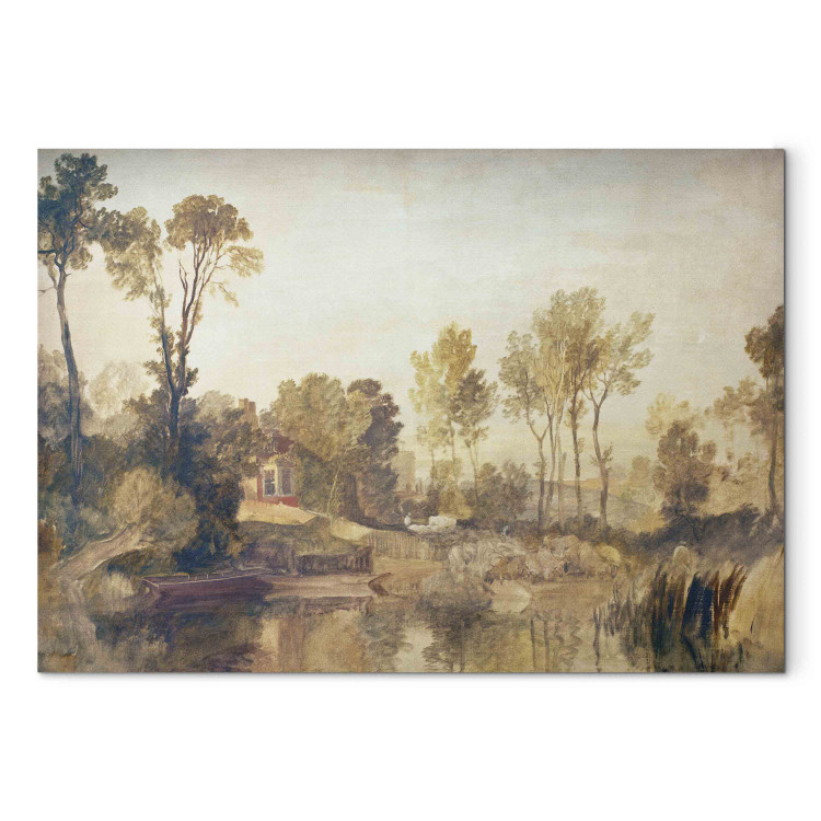 Art Reproduction House beside a River, with Trees and Sheep 153001