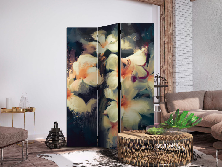 Room Separator Luminous Bouquet - Bright Flowers on a Dark Background [Room Dividers] 159801 additionalImage 2