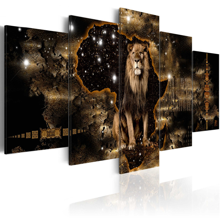 Canvas Art Print Golden Lion (5 Parts) Wide 50001 additionalImage 2