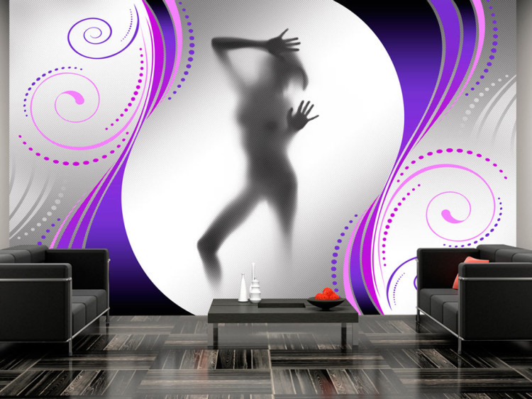Wall Mural Figure Nude Behind Glass - Silhouette of a female figure against a gray background 61201