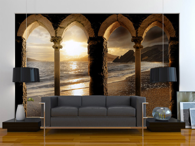 Wall Mural Architecture by the Sea - Landscape of the sea and beach with a sunset 61701