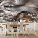 Wall Mural Stardust - abstract rusty waves with shimmer on a silver background 62101 additionalThumb 6