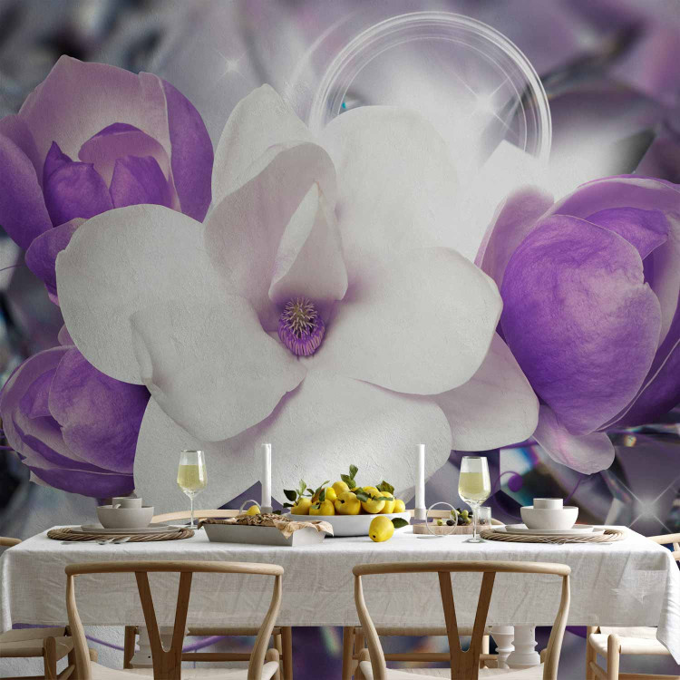 Wall Mural Magnolias - purple flowers on a fuzzy background with a soft glow 89801 additionalImage 6
