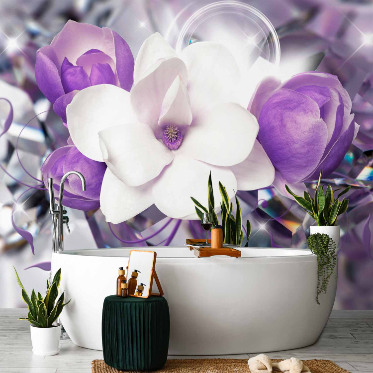 Wall Mural Magnolias - purple flowers on a fuzzy background with a soft glow 89801 additionalImage 8