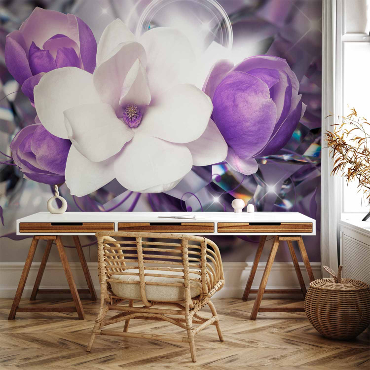 Wall Mural Magnolias - purple flowers on a fuzzy background with a soft glow 89801 additionalImage 4