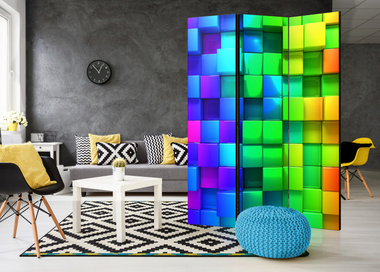 Room Divider Colorful Cubes - abstract 3D illusion with geometric figures 95401 additionalImage 2
